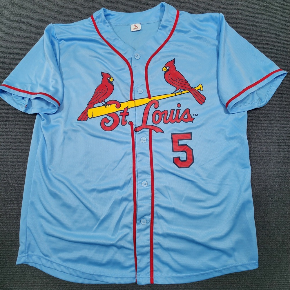 St. Louis Cardinals Baseball Jersey Men XL Blue Albert Pujols #5 Button Up MLB